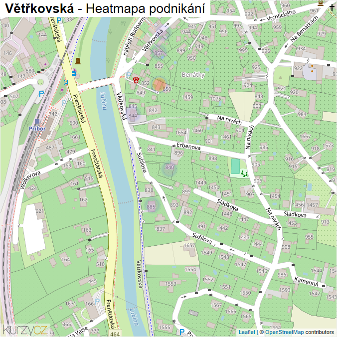 Mapa Větřkovská - Firmy v ulici.