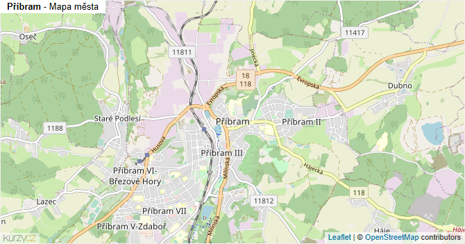 Příbram - mapa města