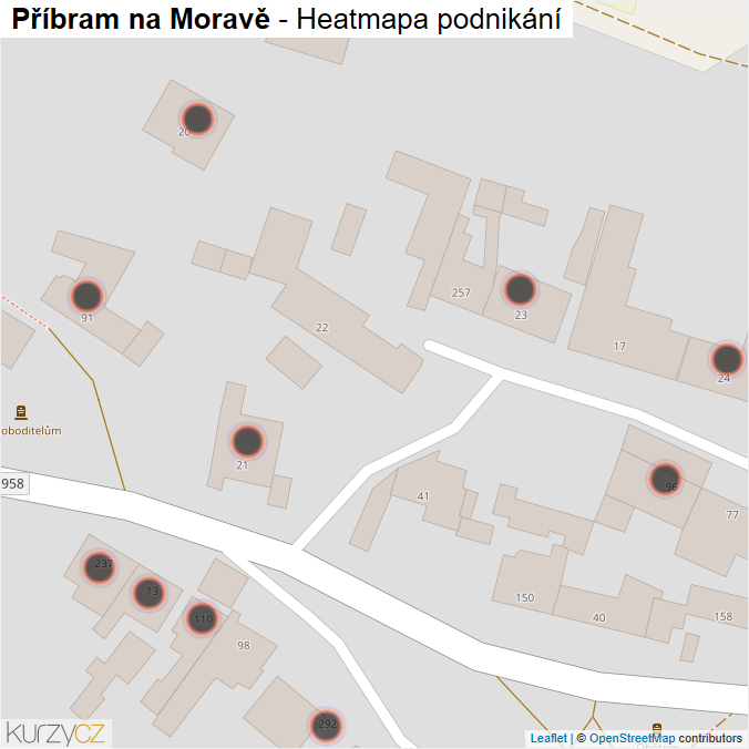 Mapa Příbram na Moravě - Firmy v obci.