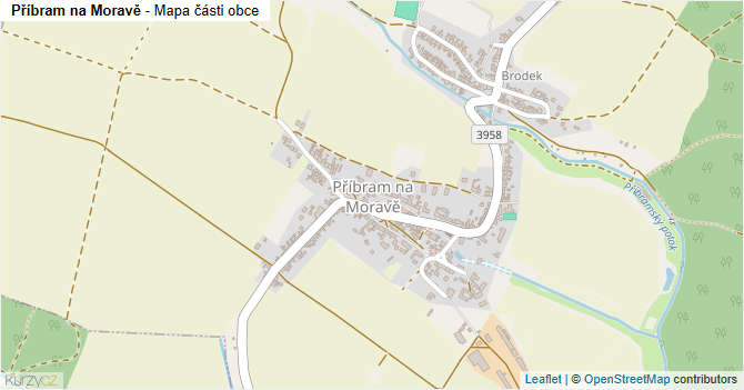 Příbram na Moravě - mapa části obce