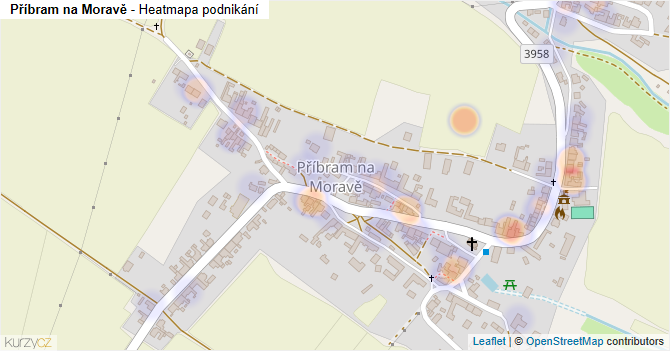 Příbram na Moravě - mapa podnikání