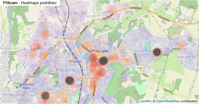 Příbram - mapa podnikání