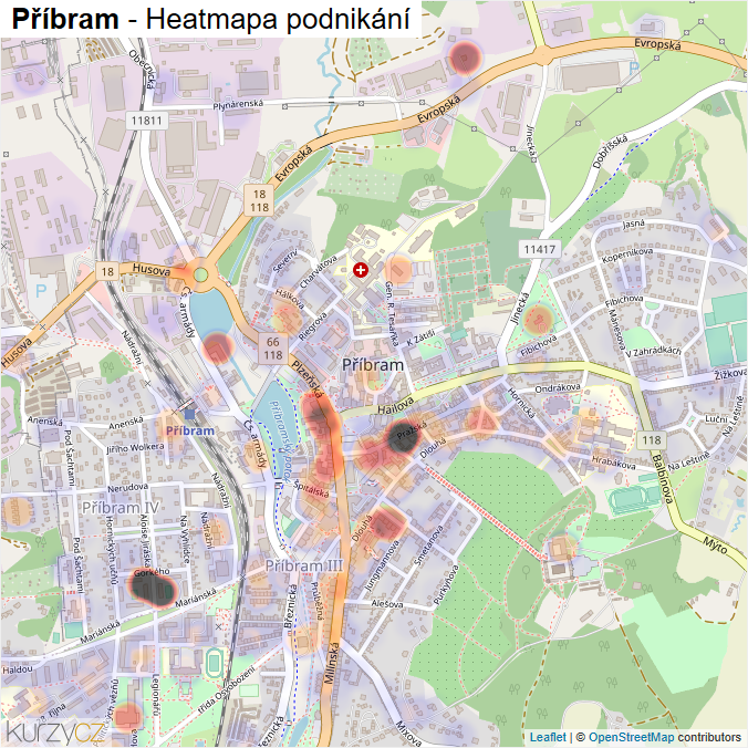 Mapa Příbram - Firmy v obci.