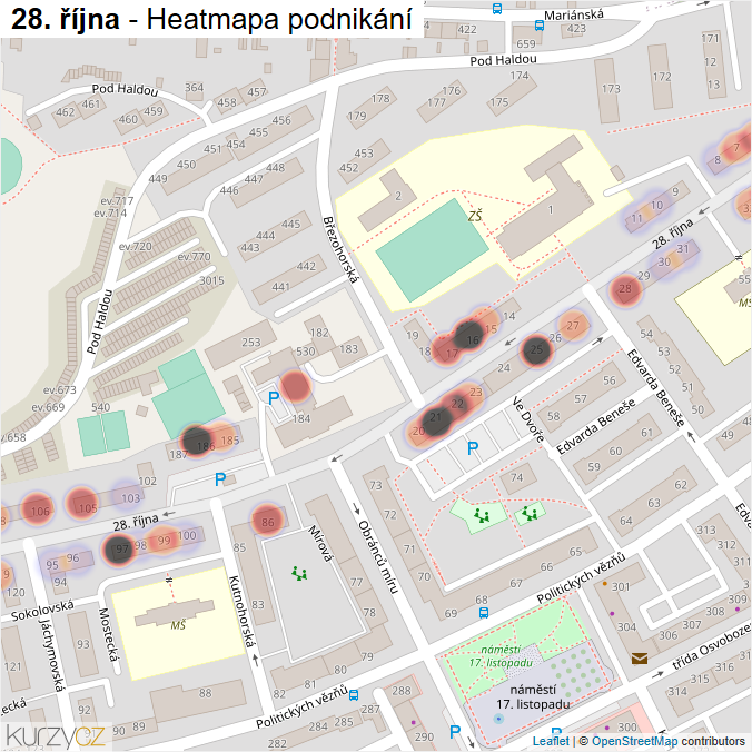 Mapa 28. října - Firmy v ulici.