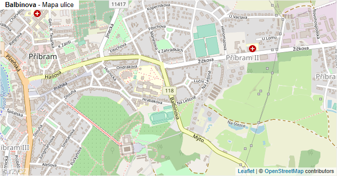 Balbínova - mapa ulice