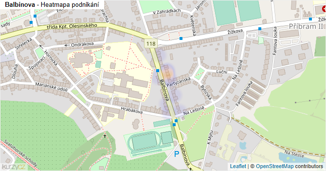 Balbínova - mapa podnikání