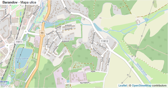 Barandov - mapa ulice