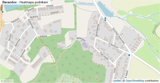 Barandov - mapa podnikání