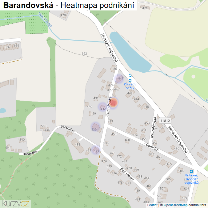 Mapa Barandovská - Firmy v ulici.