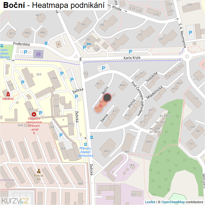 Mapa Boční - Firmy v ulici.