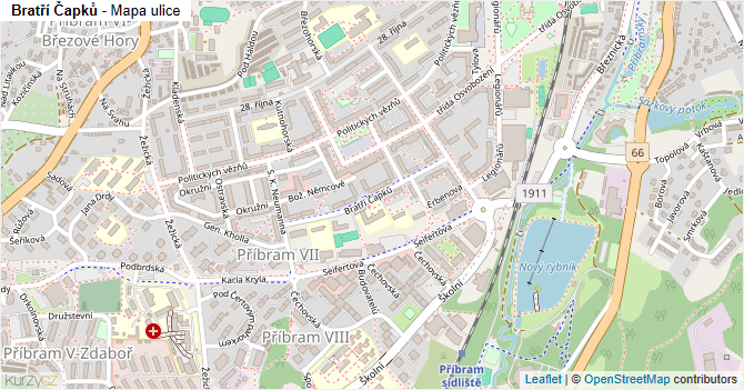 Bratří Čapků - mapa ulice