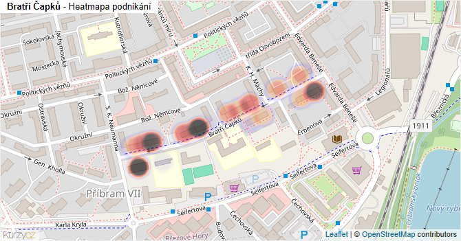 Bratří Čapků - mapa podnikání