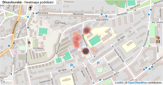 Březohorská - mapa podnikání