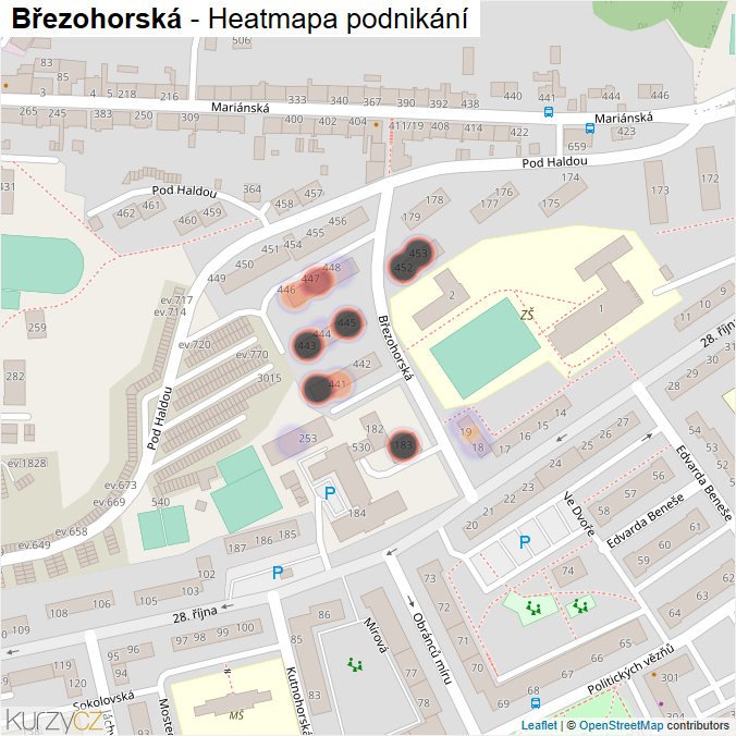 Mapa Březohorská - Firmy v ulici.