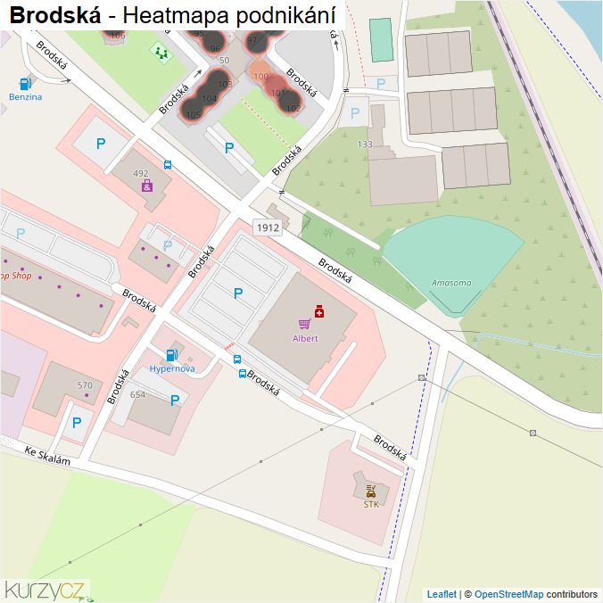 Mapa Brodská - Firmy v ulici.