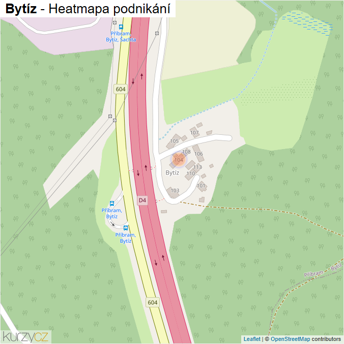 Mapa Bytíz - Firmy v části obce.
