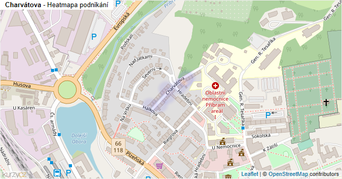 Charvátova - mapa podnikání