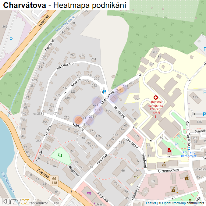 Mapa Charvátova - Firmy v ulici.