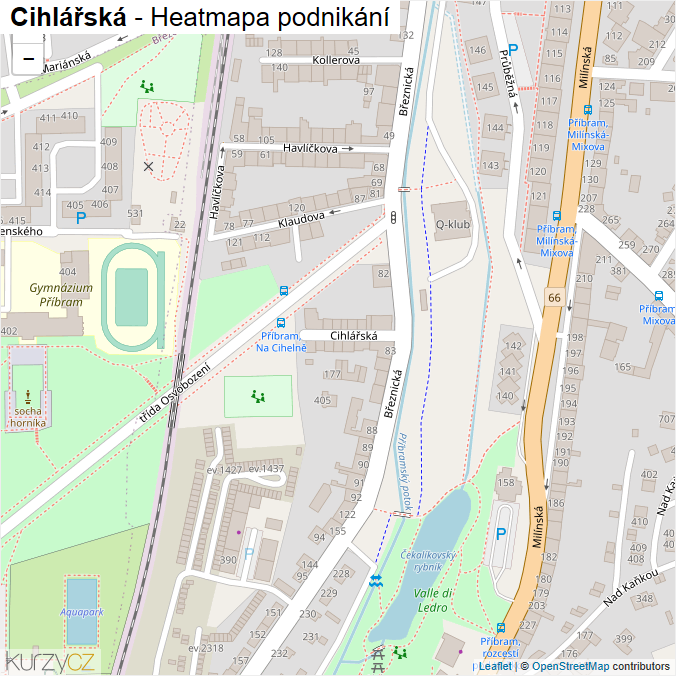 Mapa Cihlářská - Firmy v ulici.