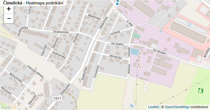 Čimelická - mapa podnikání