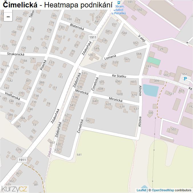 Mapa Čimelická - Firmy v ulici.