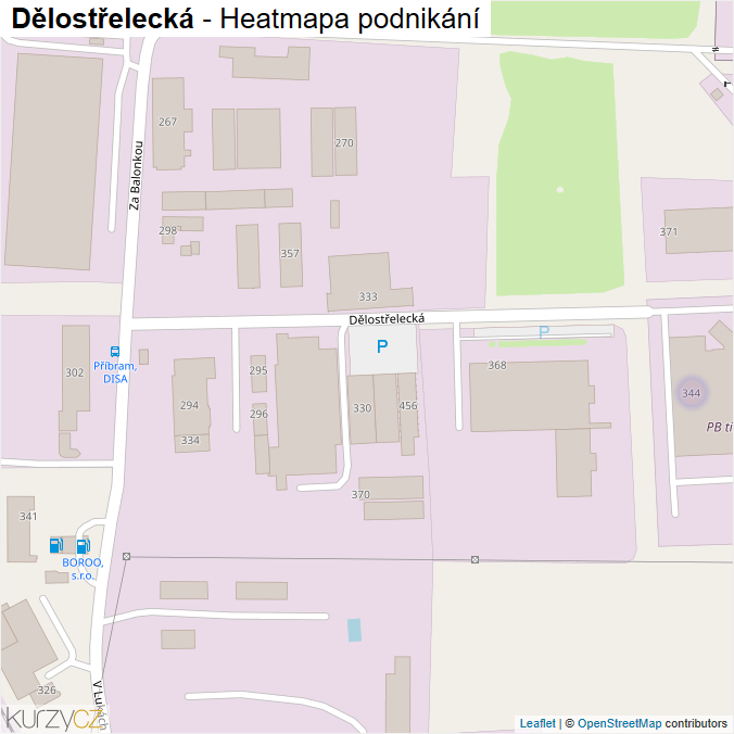Mapa Dělostřelecká - Firmy v ulici.