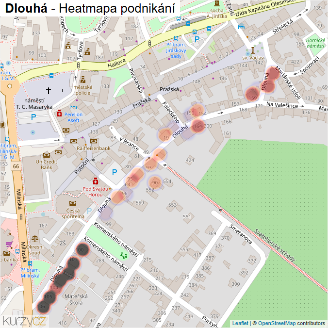 Mapa Dlouhá - Firmy v ulici.