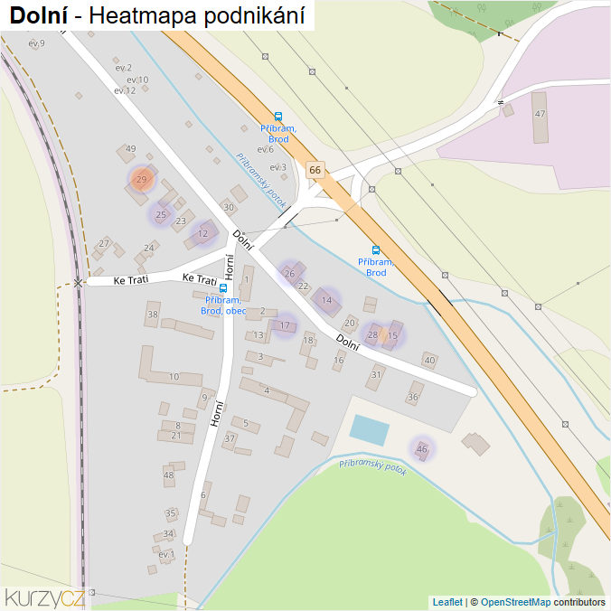 Mapa Dolní - Firmy v ulici.