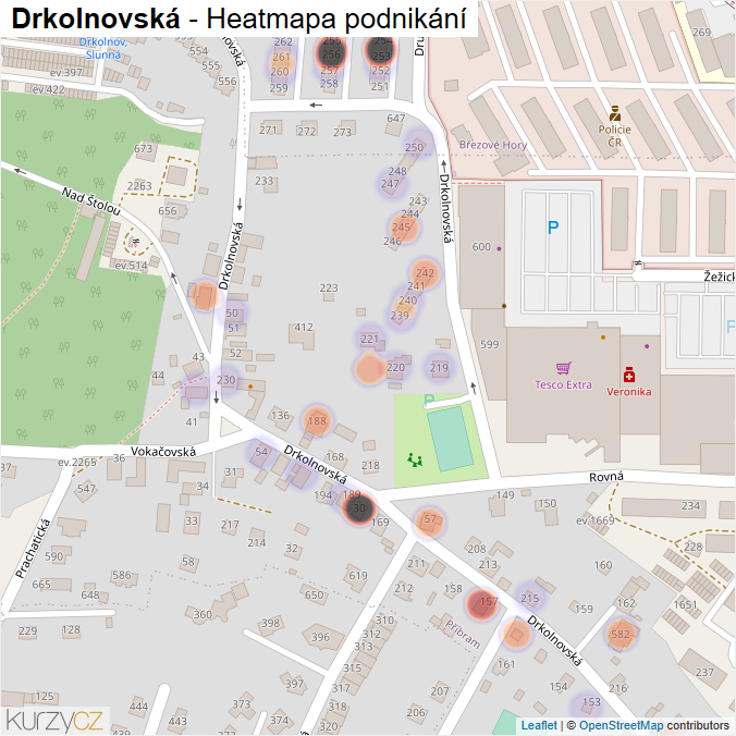 Mapa Drkolnovská - Firmy v ulici.