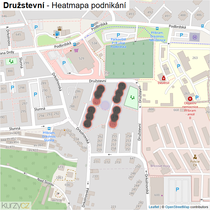 Mapa Družstevní - Firmy v ulici.