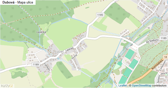 Dubová - mapa ulice
