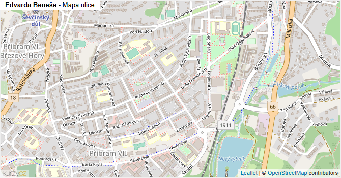 Edvarda Beneše - mapa ulice