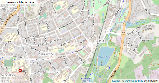 Erbenova - mapa ulice