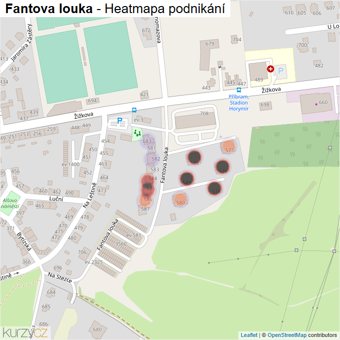 Mapa Fantova louka - Firmy v ulici.