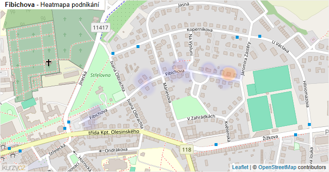 Fibichova - mapa podnikání