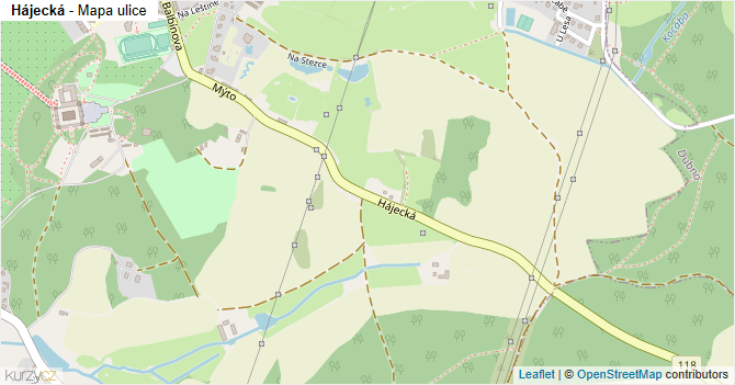 Hájecká - mapa ulice