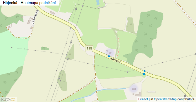 Hájecká - mapa podnikání