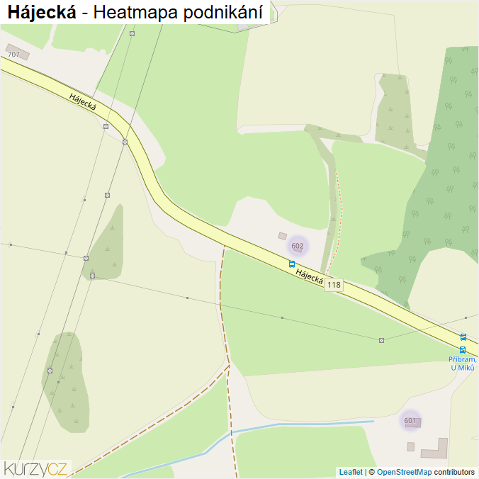 Mapa Hájecká - Firmy v ulici.