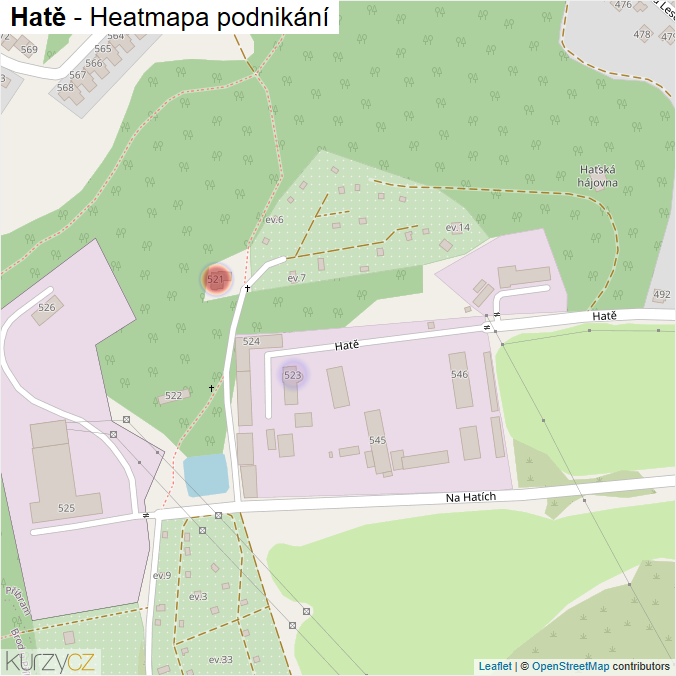 Mapa Hatě - Firmy v ulici.