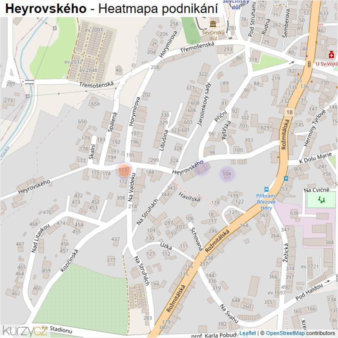 Mapa Heyrovského - Firmy v ulici.