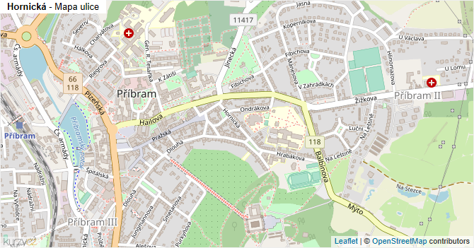 Hornická - mapa ulice