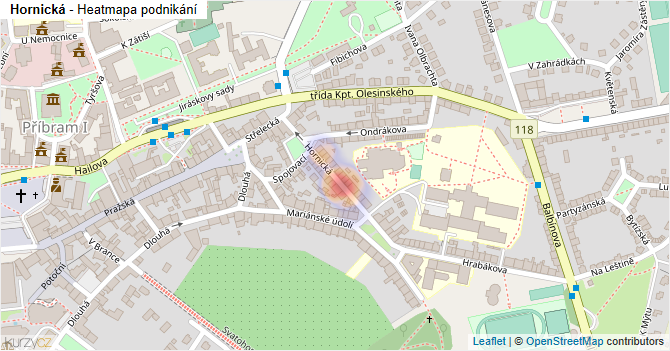 Hornická - mapa podnikání