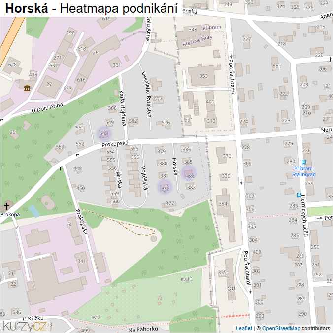 Mapa Horská - Firmy v ulici.