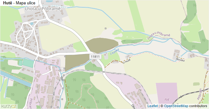 Hutě - mapa ulice