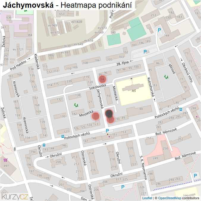 Mapa Jáchymovská - Firmy v ulici.