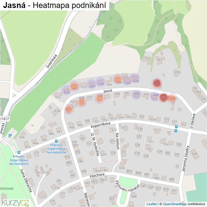 Mapa Jasná - Firmy v ulici.