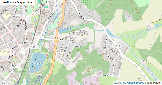 Jedlová - mapa ulice