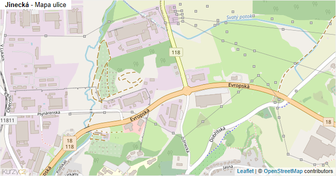 Jinecká - mapa ulice