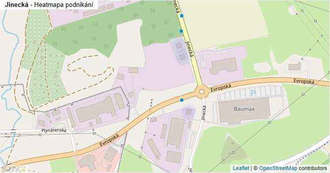 Jinecká - mapa podnikání