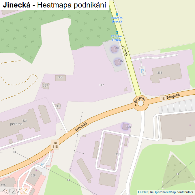 Mapa Jinecká - Firmy v ulici.